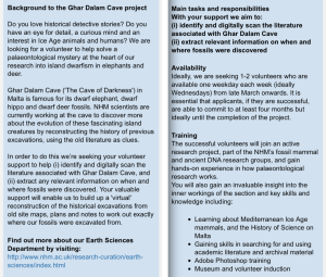 Ghar Dalam Cave volunteer details